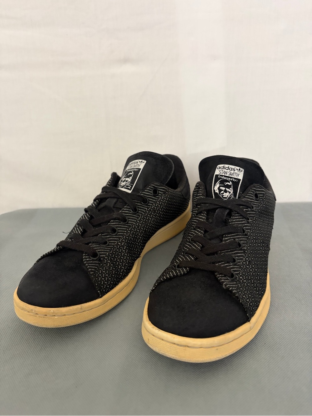 Adidas Originals Mens 10.5 Stan Smith Woven Black Cream Retro Sole(B265)